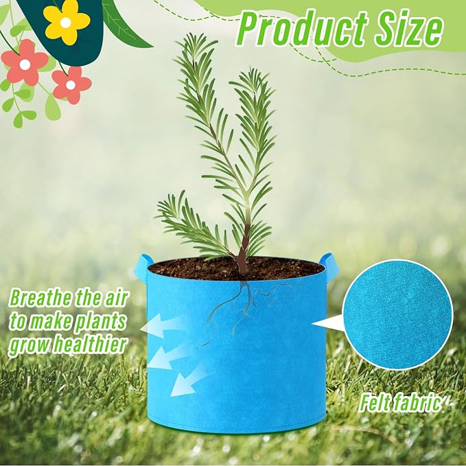 Ziliny 24 Pcs Multicolor Plant Grow Bags Large Grow Bags Fabric Planter Thickened Non Woven Fabric Pots with Handles for Indoor Outdoor Garden Planting Seeds Flower, 6 Colors (5 Gallon)