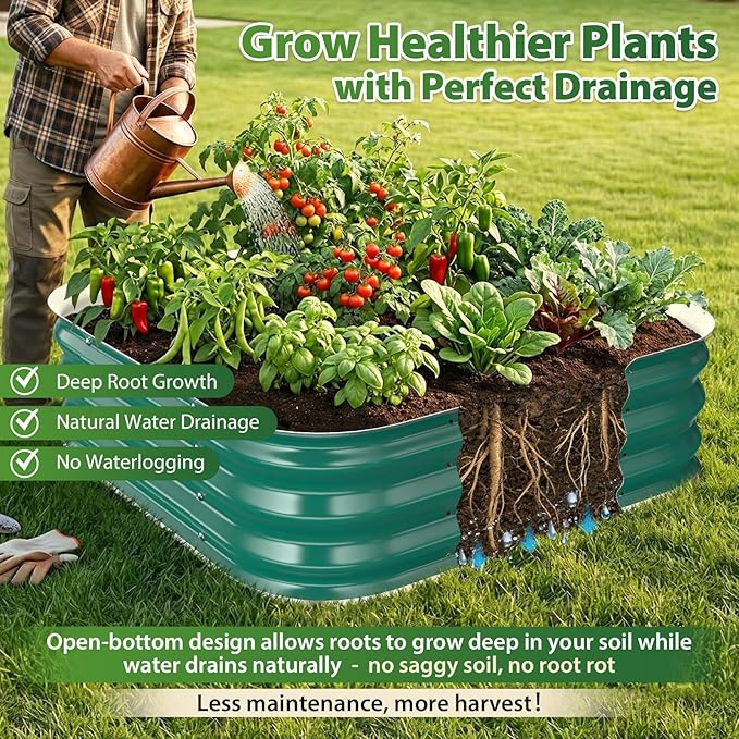 Galvanized Raised Garden Bed for Gardening, 3x3x1ft Metal Square Planter Boxes Outdoor for Vegetable,Flower,Herb,Modular Above Ground Growing Container,Green