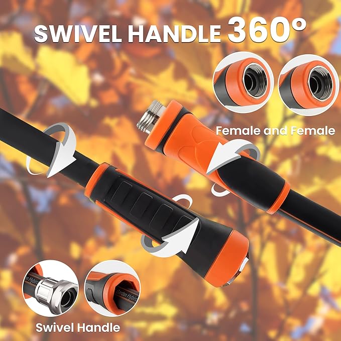 Giraffe Tools Garden Hose 5/8", Water Hose Heavy Duty, Flexible, Lightweight Hybrid Hose with Swivel Handle, 10ft Female to Female Fittings, Burst 600 PSI, Short Leader Hose