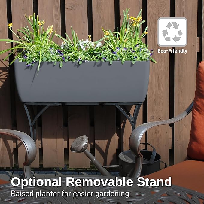 RTS Home Accents 36" Urban Rectangular Garden Planter, Graphite - Durable, Weather-Resistant, and Stylish Planter for Outdoor Gardens, Patios, and Contemporary Spaces