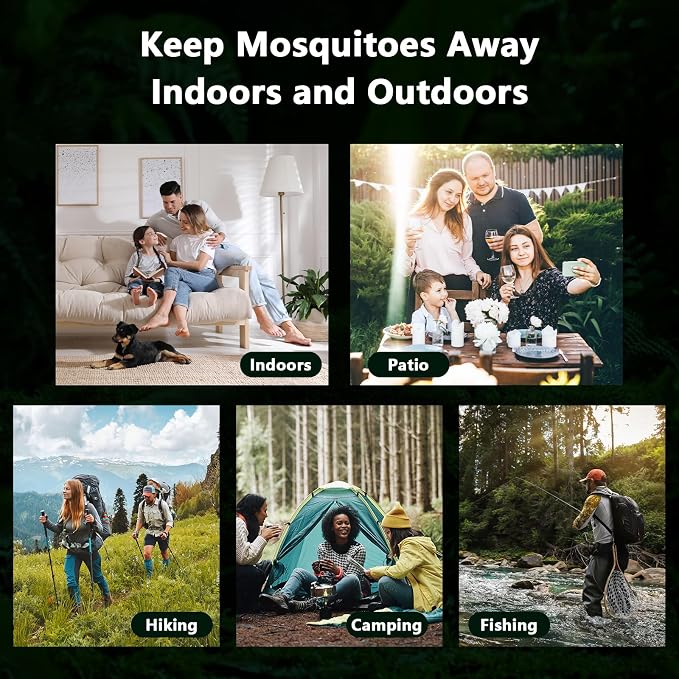 9000mAh Rechargeable Mosquito Repellent Device,Portable Outdoor Mosquito Repeller with 360° Coverage for 96 Sq.Ft,Dual-Zone Heating & LED Light for Patio,Camping,Fishing (Pad Not Included)