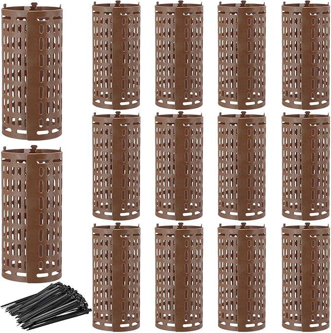 Boao 15 Pieces Plastic Tree Trunk Protector Trees Guard Bark Plant Protectors Locking Tree Guard with 100 Pieces Zip Ties for Protecting Trees from Trimmers and Small Animals (Brown)