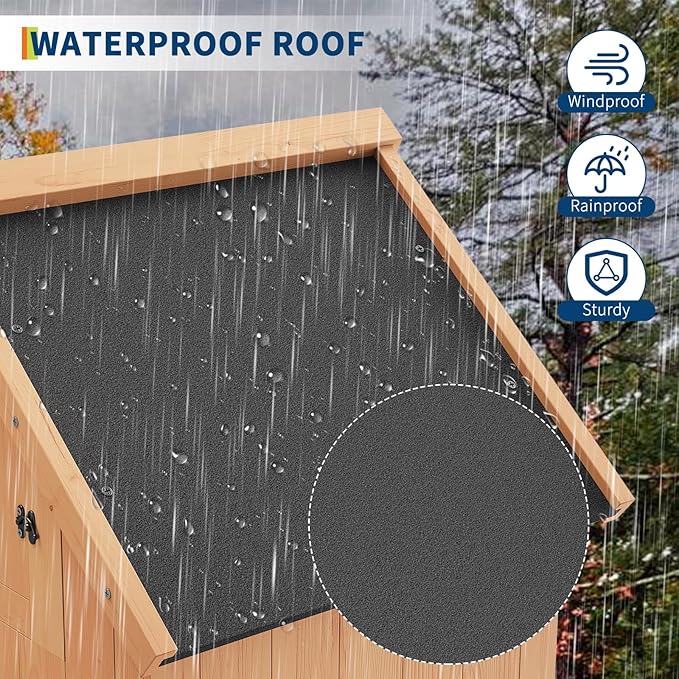 Outdoor Wooden Storage Wardrobe – Waterproof, Lockable Doors, 3 Adjustable Shelves, Multi-Wall Garden Organizer for Patio, Balcony – 177×72×54cm