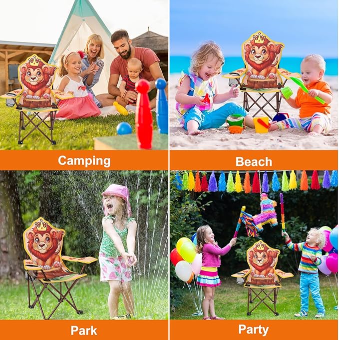 KABOER Kids Outdoor Folding Lawn and Camping Chair with Cup Holder and Carrying Bag, Children's Camping Chairs