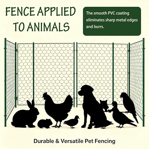 Black 19GA Chicken Wire 13.7inx157in, Chicken Wire Fencing, Chicken Fence, PVC Coated Chicken Wire, PVC Coated Wire Mesh for Animal/Rabbit/Floral/Chicken Coop/DIY Projects.
