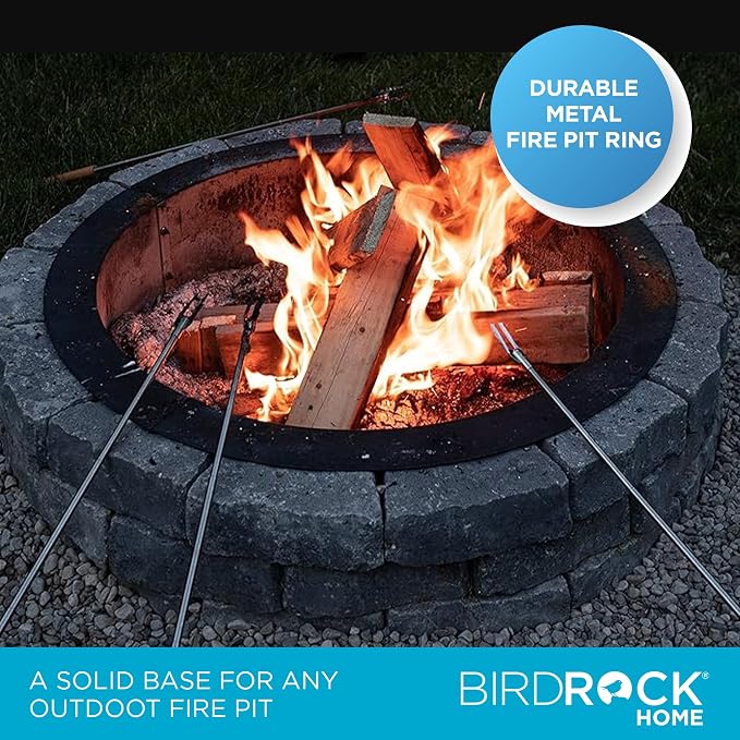 BIRDROCK HOME 30" Fire Ring for The Outdoors - Durable Solid Iron - Home Fire Pit - Lightweight
