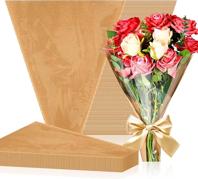 Sabary 100 Pcs Flower Bouquet Wrapping Paper Flower Rose Sleeves Bulk Floral Bags for Valentine Bridal Shower Wedding Anniversary Birthday Mother's Day(15.8" x 13.8")