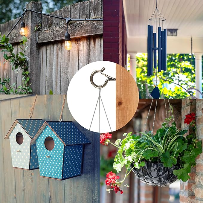 FSAH 25 PCS Screw-in Hooks for Outdoor String Lights, Q Hangers Hooks Outdoor for Outside, Swivel Hanging Basket Patio Light Hooks with Safe Buckle Screw in Planter Eye Hook for Wall Ceiling, Copper