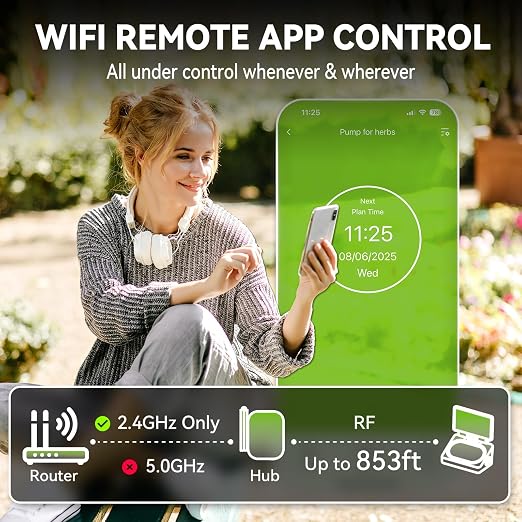 RAINPOINT WiFi Smart Programmable Solar Drip Irrigation System for Indoor Houseplant Water Up to 15 Pots, Compact Vacation Auto Plant Waterer Self Watering Device While Away Low Water Auto Shut-Off
