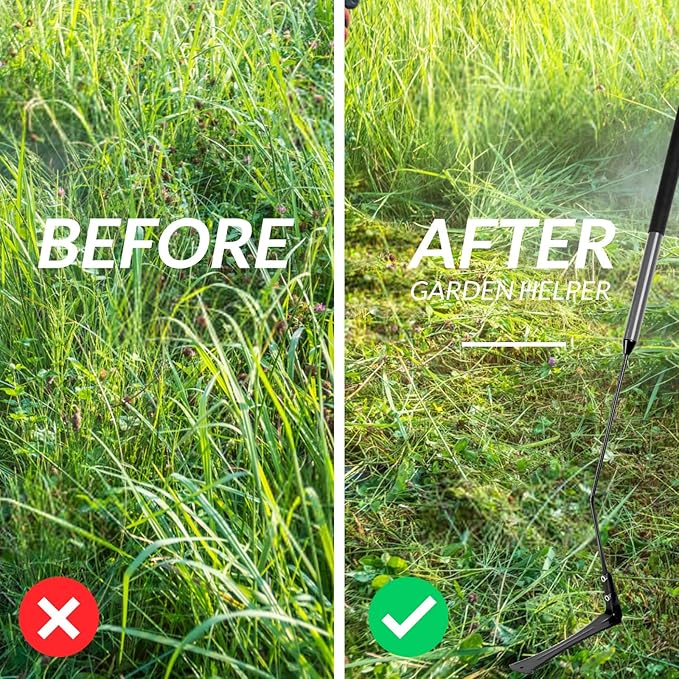 Walensee Grass Whip, Scythe with Double-Edged Serrated Sharp Steel Blade Grass Cutter with Soft Rubber 22-Inch Handle Cut Tall Grass and Overgrown Weeds in The Yard, Fields, and Ditches, Black,1 Pack