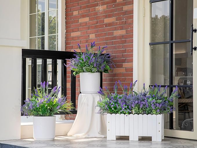 Green Moon 20 Bundles Artificial Lavender Plants Outdoor Fake Outdoor Plants UV Resistant for Home Planter Garden Patio Yard Decor