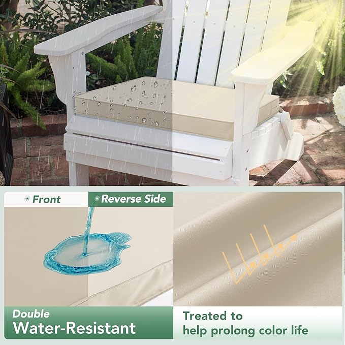 Outdoor Chair Cushions Set of 6: Waterproof & Color Fastness Seat Cushion for Patio Furniture - 22 x 22 x 3 Inch Chair Pads with Ties and Hidden Zipper - Patio Chair Cushion Replacement, Beige