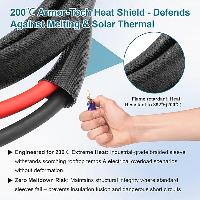 8AWG Solar Cable - 5FT Solar Panel Extension Cord 8 Gauge PV Wire with Flame Retardant Protective Sleeving Female & Male Waterproof Connector for RV, Photovoltaic Systems, Solar Panels (5 Feet)