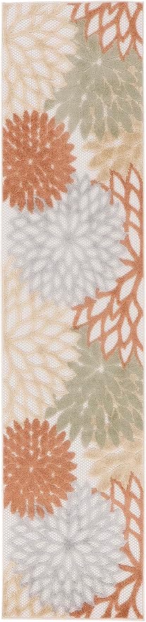 Nourison Home Aloha Indoor-Outdoor Ivory Multicolor 2'3" x 8' Area Rug, Easy Cleaning, Non Shedding, Bed Room, Living Room, Dining Room, Backyard, Deck, Patio (2x8)