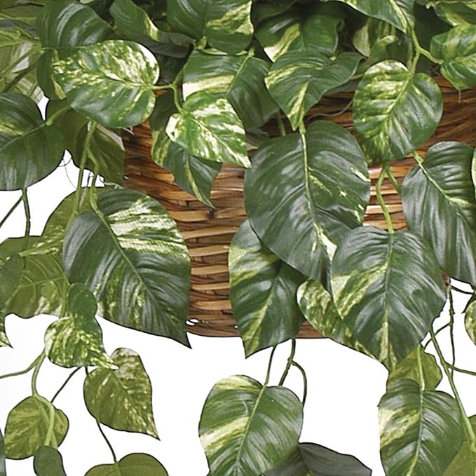 Nearly Natural Pothos Hanging Basket Silk Plant, 29" x 10.25" x 10.25"