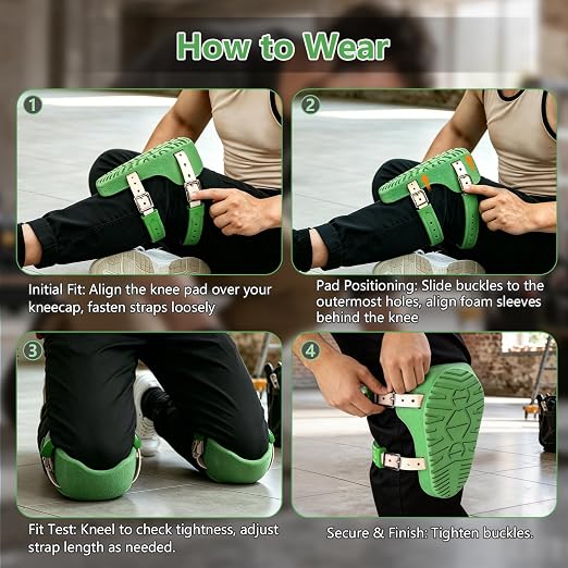 Knee Pads for Work, Roofing Knee Saver with Soft Foam Sleeves, Non-Slip Bottom, Leather Strap, Impact & Abrasion Resistant, Kneeling Pads for Construction, Flooring, Gardening & All Kneeling Work