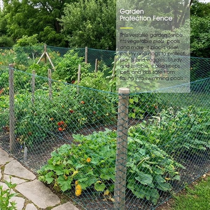 Bird Netting for Garden Protection, 28 x 30 FT Heavy Duty Garden Netting with Ties and Landscape Staples for Vegetable, Fruit Trees & Other Plants Against Birds Deer Squirrels and Poultry