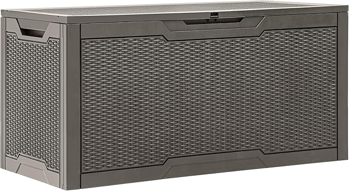 YITAHOME 100 Gallon Large Deck Box, Outdoor Resin Storage Boxes for Patio Furniture, Outdoor Cushions, Garden Tools, Water Resistant and Lockable