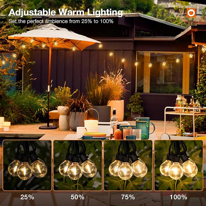 addlon 200FT Outdoor String Lights G40 with Remote Control Dimmable Patio Globe LED 108 Bulbs Waterproof Shatterproof, Hanging Outside Lighting for Backyard Garden, Deck, Balcony, Porch, Café, Bristo