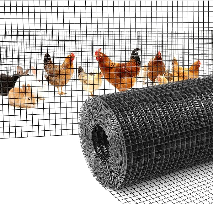 Black Hardware Cloth 1/2inx24inx100ft, Chicken Wire Fencing, 19Gauge, PVC Coated Chicken Wire, Hardware Cloth, Perfect for Chicken Wire Mesh, Rodent Mesh, Tree Guard, Chicken Coop