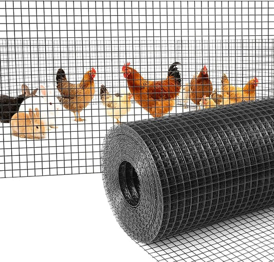 Black Hardware Cloth 1/2inx24inx100ft, Chicken Wire Fencing, 19Gauge, PVC Coated Chicken Wire, Hardware Cloth, Perfect for Chicken Wire Mesh, Rodent Mesh, Tree Guard, Chicken Coop