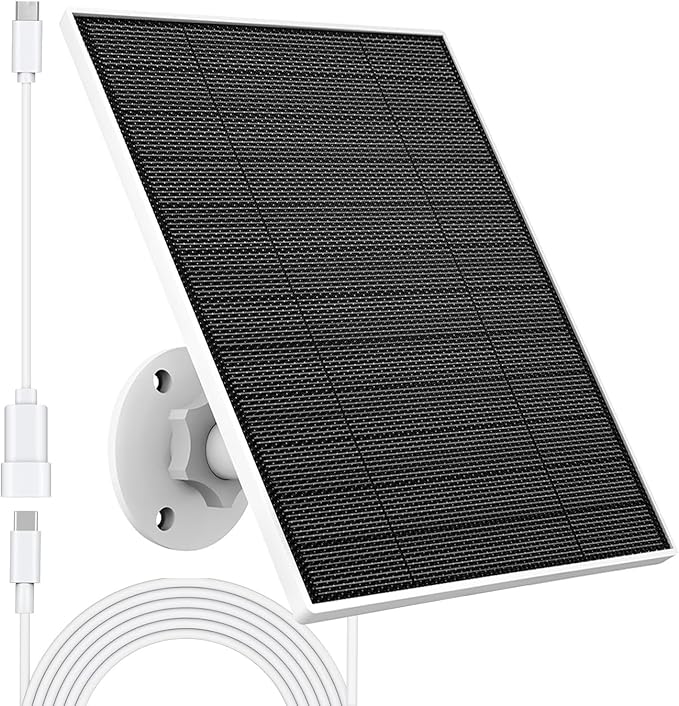 Solar Panel for Eufy Outdoor Camera, 5W Camera Solar Panel Charger Compatible with Eufycam, Continuous Power Supply, Solar Panel with 9.8ft Charging Cable, IP65 Waterproof, Adjustable Wall Mount