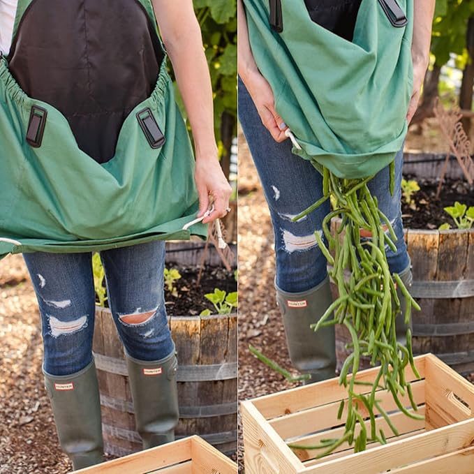 Roo Gardening Apron with Pockets for Women & Men - Canvas Garden Apron with Harvesting Pouch, Water-Resistant, Washable
