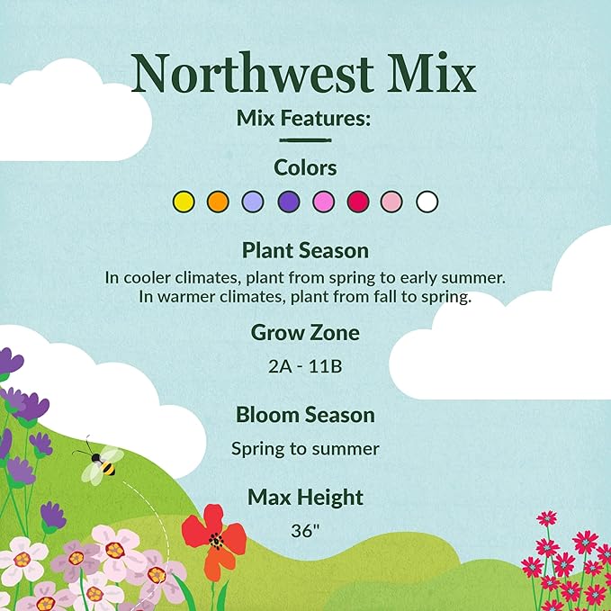 Ferry Morse Wildflower Seeds - GMO Free, Pacific Northwest Mix - 1 lb
