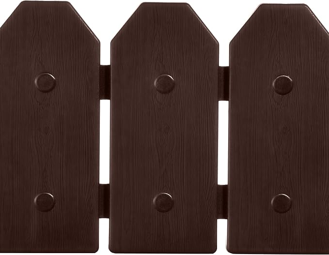 Evelyne Garden Border Edging: Wooden Grain Fence Dog Ear Design - Landscaping Fence Liner Lawn Edge Barrier - Decorative Lawn Landscape Panels Elements -Landscaping Edging (Brown, 10ft.)