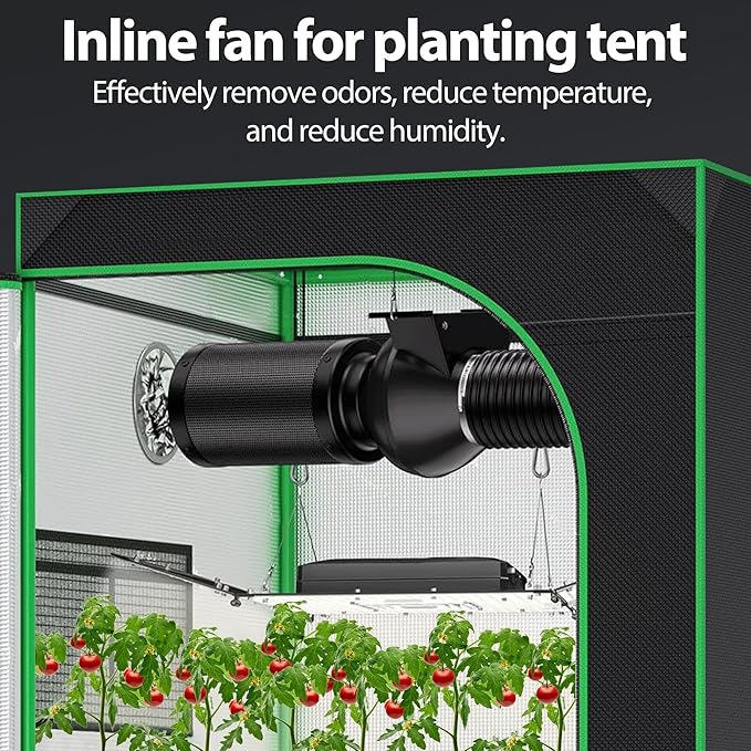 Toolazy 4 Inch Inline Fan with Speed Controller – ETL Listed, 195 CFM Quiet Duct Ventilation Fan for Grow Tent, Hydroponics, Greenhouse,Bathroom, Basement, HVAC – Black