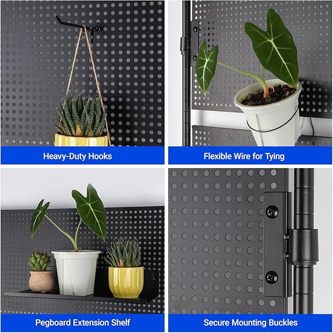 Barrina LH750 Pegboard Indoor Greenhouse with Grow Light, Plant Cabinet with 90W 5000K Full Spectrum Lamps, 3 Adjustable Pegboards, Timer, Wheel, for Foliage Plant, Seedling, 29.5x13.8x67.9IN