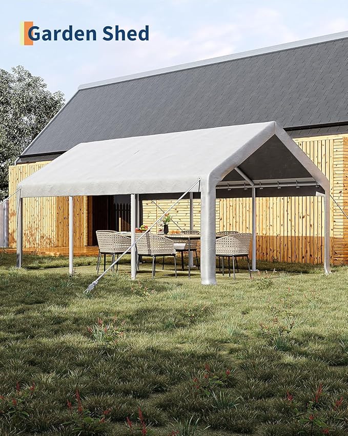 Carport Canopy, 12 x 20ft Garage Tent Shelter Tarp, Heavy-Duty Carport Canopy with Roll-Up Windows & Doors, Removable Sidewalls Car Canopy, Car Tent Waterproof for Cars, Boats, Trucks