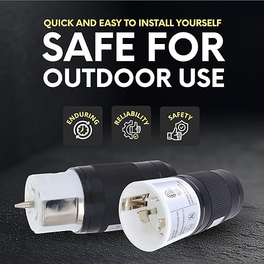50 Amp Generator Plug (5 Female & 5 Male), 50 Amp Generator Connector, 125 Volt/250 Volt, 50A Twist Lock RV Plug - CS6365, Twist Lock Adapter, 12500 Watts 3 Pole 4 Wire | 5 Pack (10 Plugs)