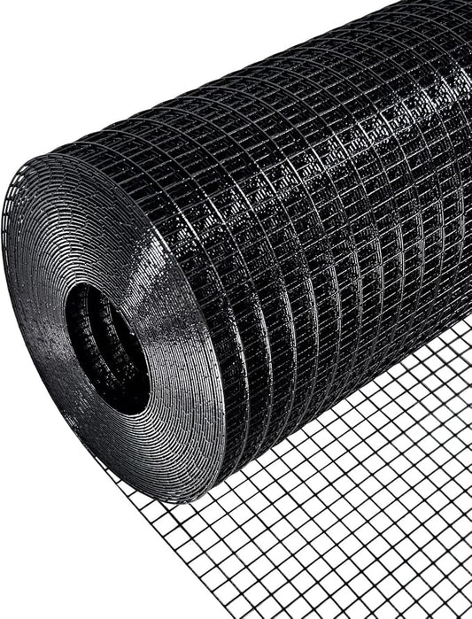 Black Hardware Cloth 72 in × 100 ft, 19 Ga 1/2 inch Black PVC Vinyl Coated Welded Wire Fence Supports Poultry Netting Chicken Coop Cover Wire Fencing Chicken Run