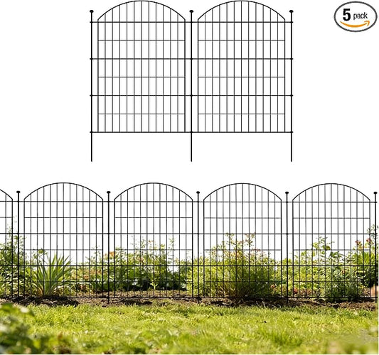Garden Fence Decor 36 in(H) x 11.6 ft(L), Dog Fence Outdoor for Yard No-Dig Pet Barrier, Animal Proof Fence Metal Garden Fencing Animal Barrier, 5 Panels