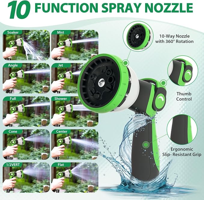Garden Hose 75 ft Water Hose Flexible Non-Expandable Outdoor Heavy Duty Lightweight Leakproof Kink-free flex Watering Hose Pipe for 3/4 inch Fitting Yard Lawn Outside Car Wash