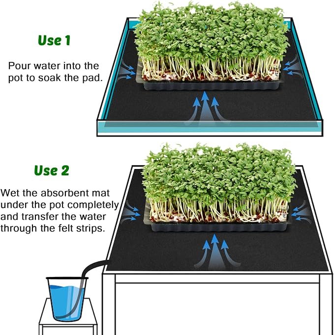 2 Packs Automatic Plant Watering Mat,39.4x39.4in Plants Watering Capillaries Mat 3mm Thick Wicking Mat for Seed Starting Seedling Greenhouse Hydroponics Indoor Potted Plants