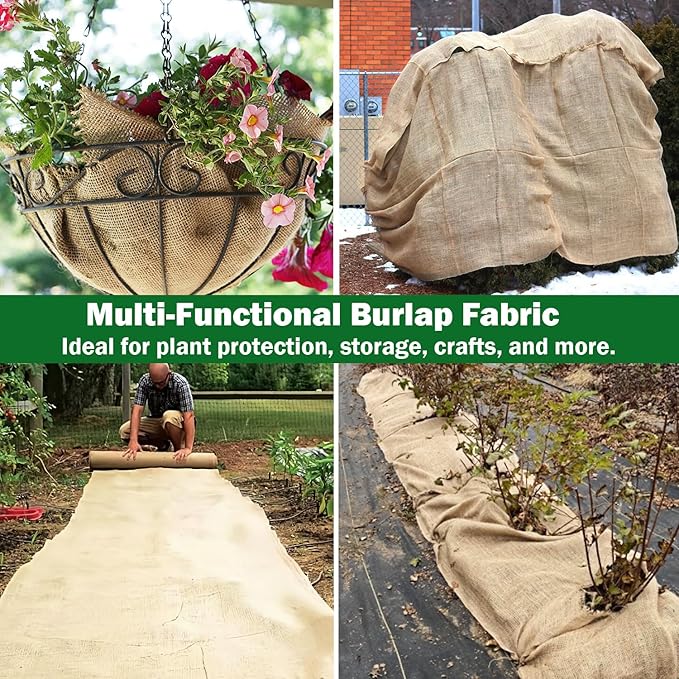 40" x 40 Feet Burlap Fabric Roll 13 Yards – Burlap Fabric by the Yard for Tree Wrap, Garden Plant Cover, Weed Barrier, Landscaping & DIY Crafts, Ideal for Outdoor Winter Protection