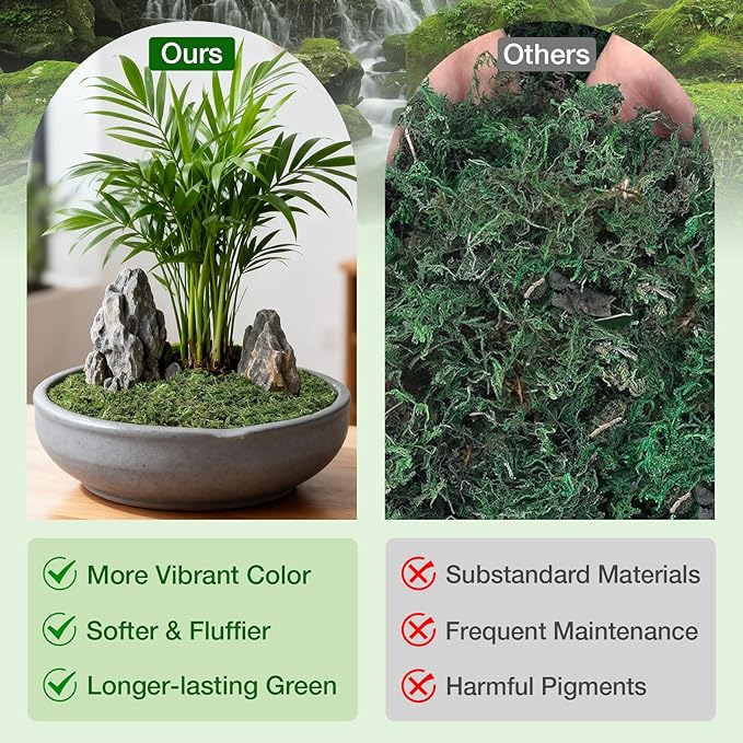 Halatool 1.1LB Fake Moss for Indoor Potted Plants, Dried Artificial Faux Green Moss for Crafts, Fairy Garden Terrarium Arts Micro-Landscape DIY Project Table Centerpieces Wedding Christmas Decor