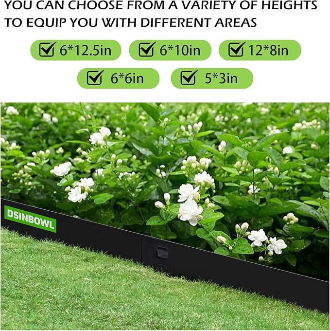 Garden 5PCS Steel Landscape Lawn Edging - 5PCS Steel Landscape Edging 39 x 6Inch (3 Inch Metal Strips + 3inch Nail) Black Garden Edging Border Length Flexible Landscape Edging Anchoring Stakes-Black