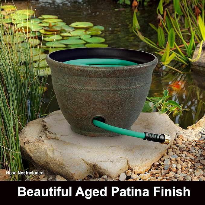 Liberty Garden 1925-N Aged Patina High Density Resin 100' Garden Hose Pot