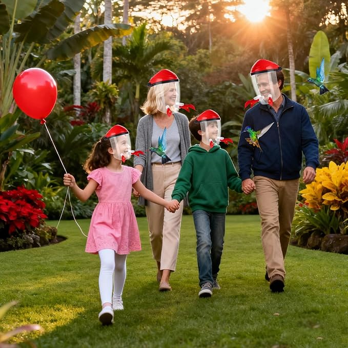 Hummingbird Feeder Hat, Outdoors Hummingbird Feeder Mask with 3 Feeding Ports (2PCS)