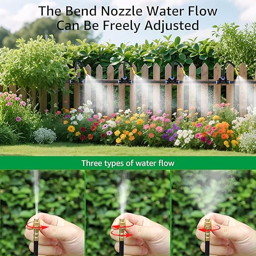 Bluepro 2026-Upgrade Drip Irrigation System, No 1/4 Pipe, only 12pcs Adjustable Copper Nobbles and Quick Connectors