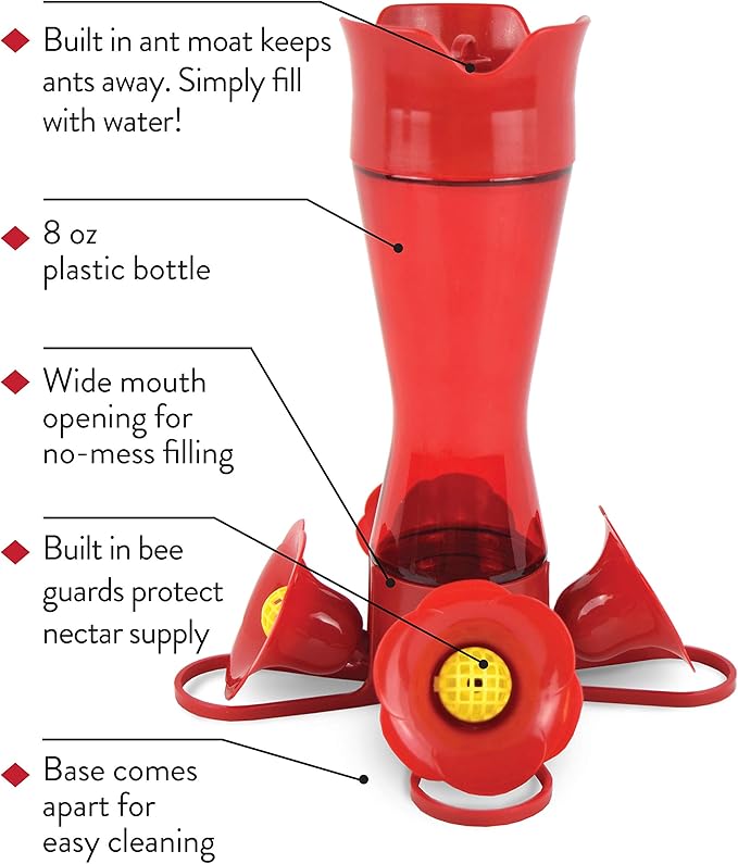 Perky-Pet Red Hummingbird Feeder - Pinch Waist Design for Easy Feeding - Humming Bird Feeder for Outdoors - 403CO - 8 oz Capacity (Pack of 6)