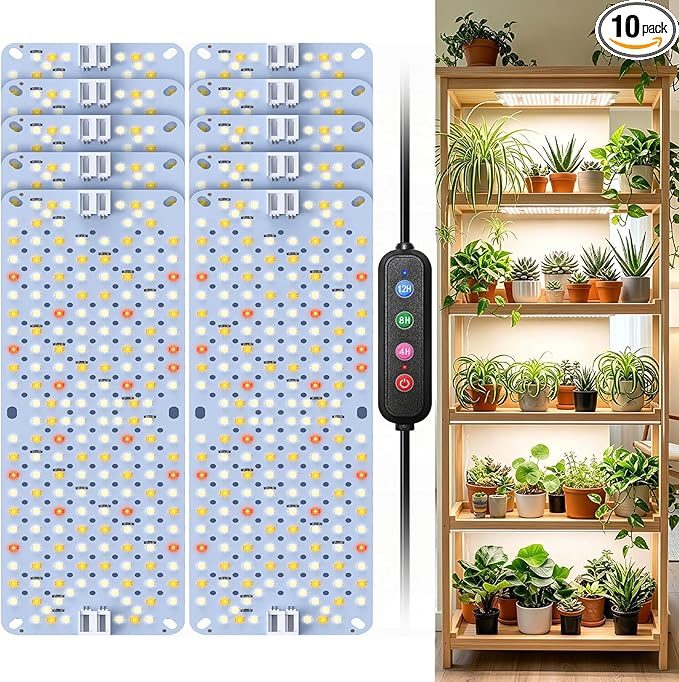 SDOVUERC Full Spectrum 1920 LEDs Grow Lights, 100W Plant Grow Lights for Indoor Plants with Daisy Chain Function, Sunlike Spectrum,4/8/12/16/20H Timer for Seed Starting(Pack10)