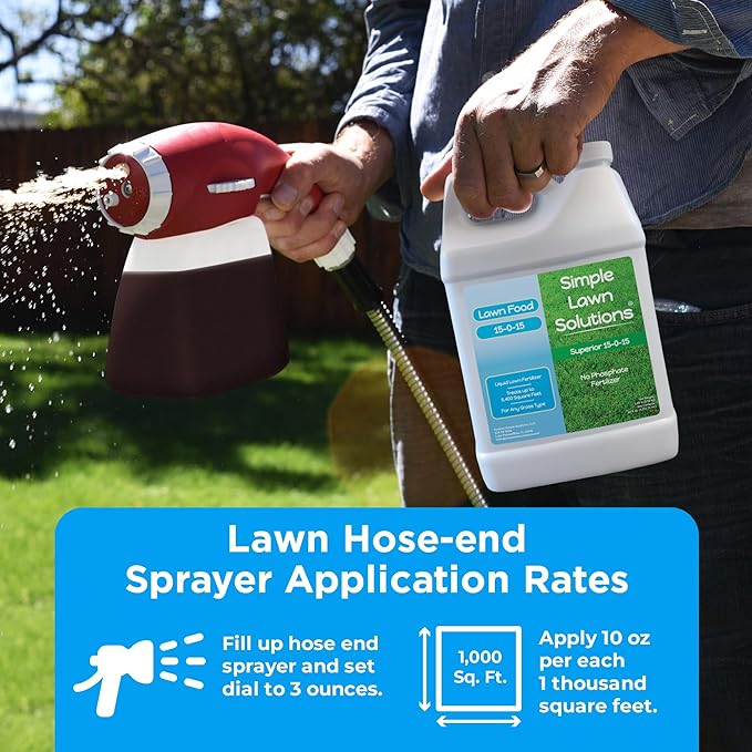 Superior 15-0-15 Liquid Lawn Fertilizer - Lawn Food for Growth & Green - Nitrogen, Potassium, Humic, Fish & Seaweed - Any Grass Type- Simple Lawn Solutions - All Season- Concentrate (64 Ounce)