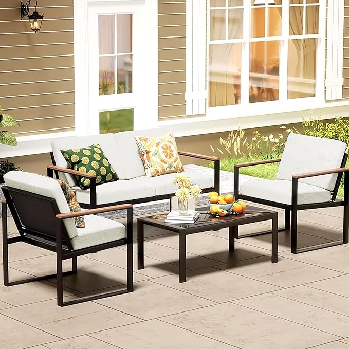 8Pcs Patio Cushion Covers,Outdoor Cushions Covers,Stretch Cushion Covers Replacement, Washable and Reusable Furniture Protectors(Starlink White)