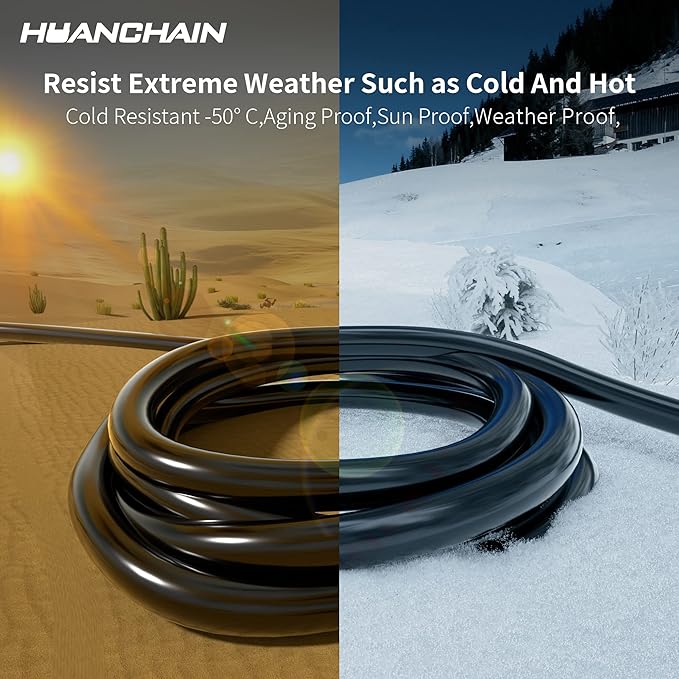 huanchain 3 Prong 30 Amp Generator Cord 25 Feet Heavy Duty,NEMA L5-30P/L5-30R 10 Gauge 125V SJTW Black Lock Generator Extension Cord Waterproof, ETL Listed