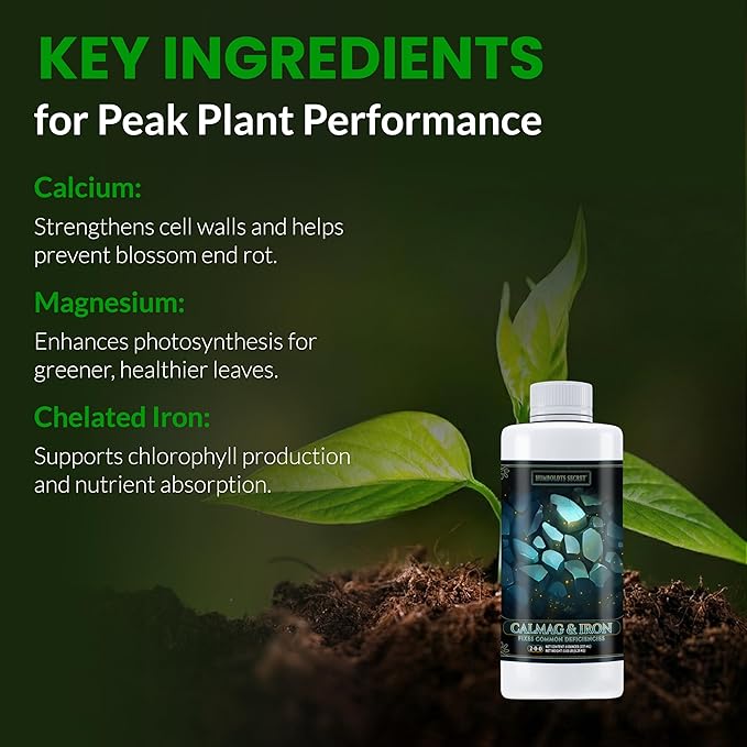 Humboldts Secret CalMag & Iron | Calcium, Magnesium & Chelated Iron Nutrient Fertilizer | Hydroponic Supplies for Vegetative & Flowering Growth in Soil, Coco, Hydroponics or RO Water | 8 Ounce