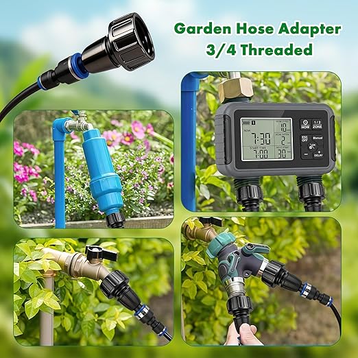 360° Adjustable Drip Irrigation System, 49FT Garden Watering System with 15 Nozzles, Water Sprinkler for Garden, Yard, Lawn, Greenhouse, Plants, Backyard Misting System